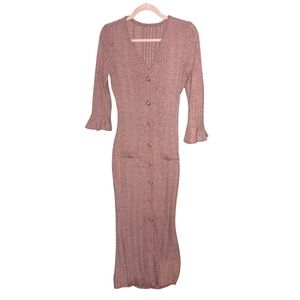 Elegant Long Sleeve Pink Dress size small